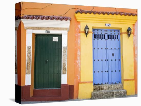 Doors in Old Walled City District, Cartagena City, Bolivar State, Colombia, South America-Richard Cummins-Stretched Canvas
