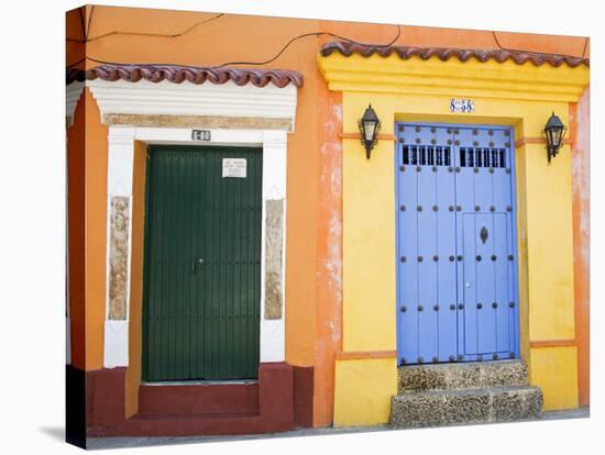 Doors in Old Walled City District, Cartagena City, Bolivar State, Colombia, South America-Richard Cummins-Stretched Canvas