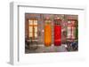 Doors of Old Houses and Bicycles in European City. Bruges (Brugge), Belgium-f9photos-Framed Photographic Print