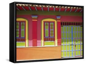 Doorway and Windows, Raquira, Royaca District, Colombia, South America-D Mace-Framed Stretched Canvas