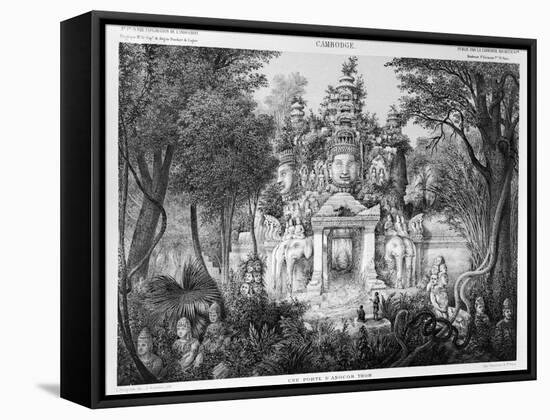 Doorway of Angkor Thom, Illustration from "Atlas Du Voyage D'Exploration En Indochine, 1866-68"-null-Framed Stretched Canvas