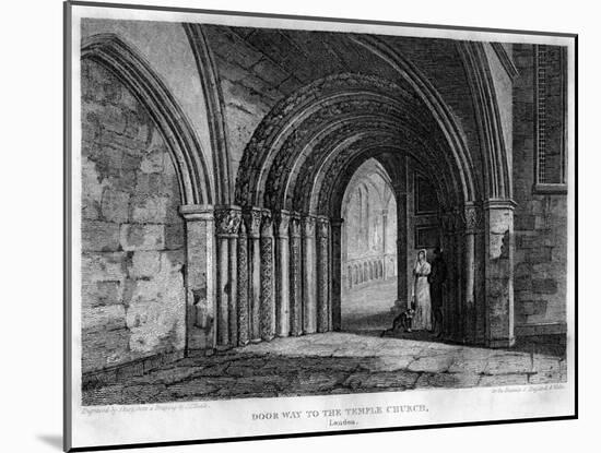 Doorway to the Temple Church, London, 1815-J Shury-Mounted Giclee Print