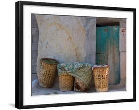 Doorway with Basket of Grapes, Village in Cappadoccia, Turkey-Darrell Gulin-Framed Photographic Print