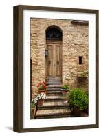 Doorway with Flowers, Pienza, Tuscany, Italy-Terry Eggers-Framed Photographic Print