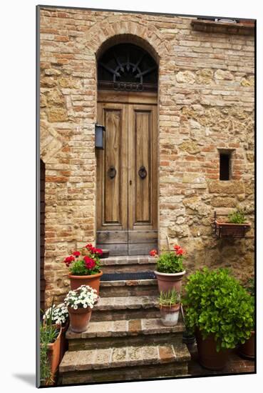 Doorway with Flowers, Pienza, Tuscany, Italy-Terry Eggers-Mounted Photographic Print