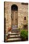 Doorway with Flowers, Pienza, Tuscany, Italy-Terry Eggers-Stretched Canvas