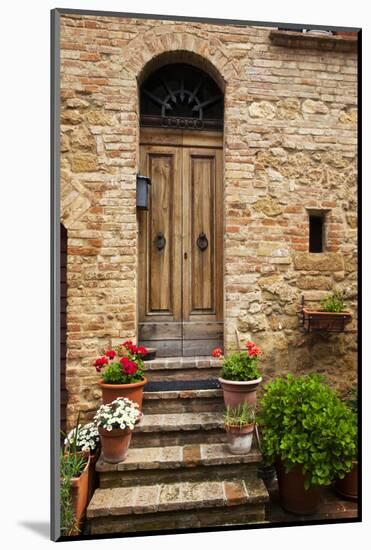 Doorway with Flowers, Pienza, Tuscany, Italy-Terry Eggers-Mounted Photographic Print