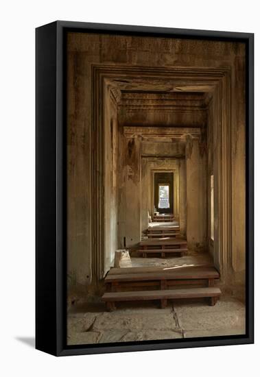Doorways, Inner Gallery, Khmer Temple, Angkor World Heritage Site, Siem Reap, Cambodia-David Wall-Framed Stretched Canvas