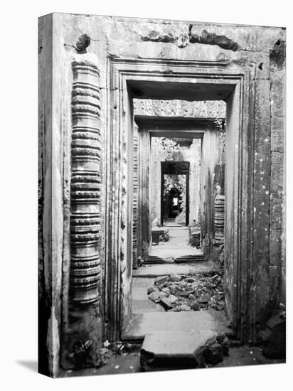 Doorways Preah Khan, Cambodia-Walter Bibikow-Stretched Canvas