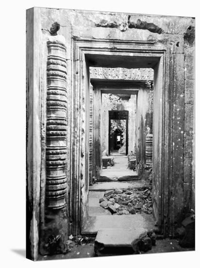 Doorways Preah Khan, Cambodia-Walter Bibikow-Stretched Canvas