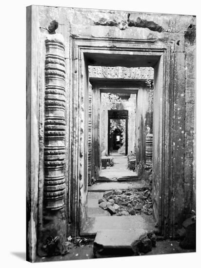 Doorways Preah Khan, Cambodia-Walter Bibikow-Stretched Canvas