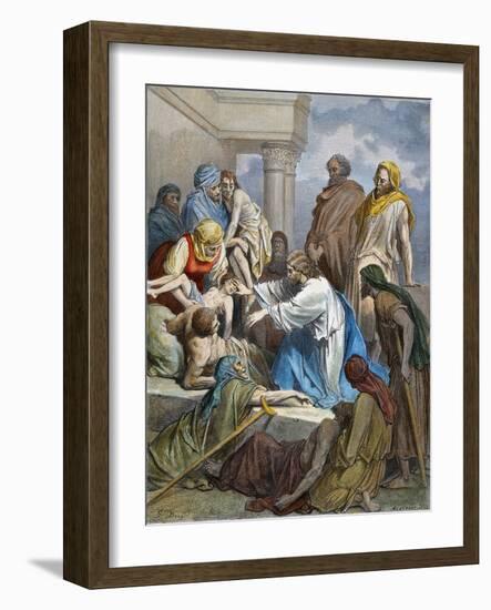 Dor?: Jesus Healing Sick-Gustave Doré-Framed Giclee Print