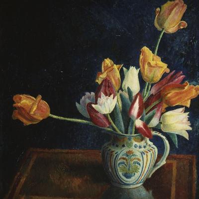 Tulips in a Staffordshire Jug