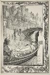 The Barge floated down the River, illustration from 'Stories of King Arthur and the Round Table'-Dora Curtis-Stretched Canvas