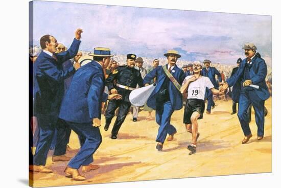 Dorando Pietri, a Gallant Marathon Runner from the 1908 London Olympics-Alberto Salinas-Stretched Canvas