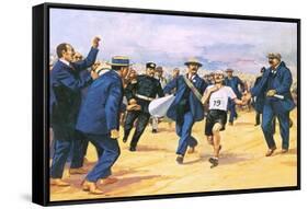 Dorando Pietri, a Gallant Marathon Runner from the 1908 London Olympics-Alberto Salinas-Framed Stretched Canvas