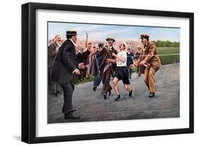 Dorando Pietri Finishing the First Modern Olympic Marathon, London, 1908-null-Framed Giclee Print