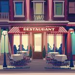 Restaurant Facade. Retro Style Vector Illustration-Doremi-Art Print