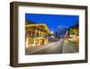 Dorfstrasse and Wetterhorn, Grindelwald village, Jungfrau region, Bernese Oberland, Swiss Alps, Swi-Frank Fell-Framed Photographic Print