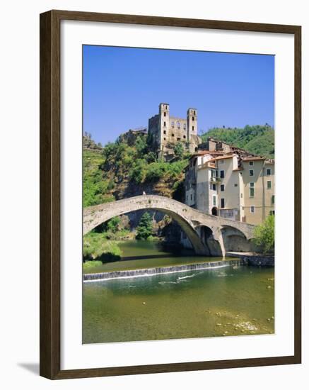 Doria's Castle and Medieval Bridge Across River Nervia, Dolceacqua, Liguria, Italy, Europe-Sheila Terry-Framed Photographic Print