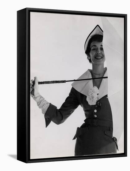 Dorian Leigh Modeling Suit by Adele Simpson and Hat by John Frederics-Gjon Mili-Framed Stretched Canvas