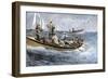 Dories Racing for a School of Fish, Atlantic Ocean, c.1880-null-Framed Giclee Print