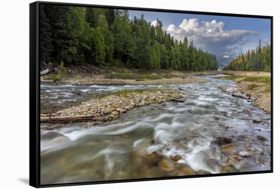 Doris Creek Runs into Hungry Horse Reservoir with Flathead Range, Flathead National Forest, Montana-Chuck Haney-Framed Stretched Canvas