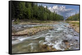 Doris Creek Runs into Hungry Horse Reservoir with Flathead Range, Flathead National Forest, Montana-Chuck Haney-Framed Stretched Canvas