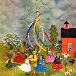 "Schoolyard Maypole Dance," May 4, 1946-Doris Lee-Stretched Canvas