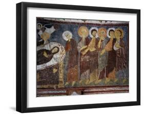 Dormition of Virgin Among Apostles, Detail, Byzantine Fresco-null-Framed Giclee Print