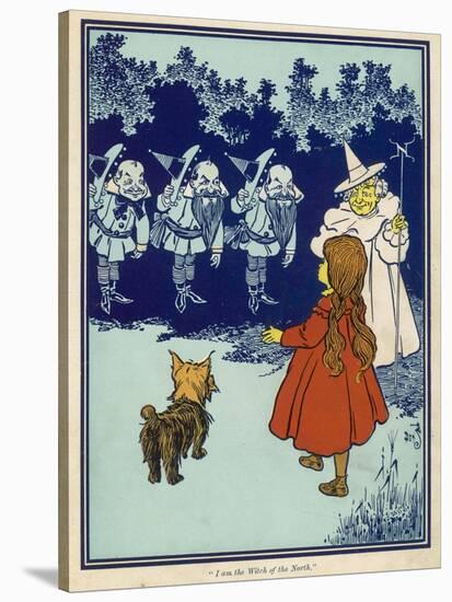 Dorothy and Toto Meet the Good Witch of the North and the Munchkins-null-Stretched Canvas