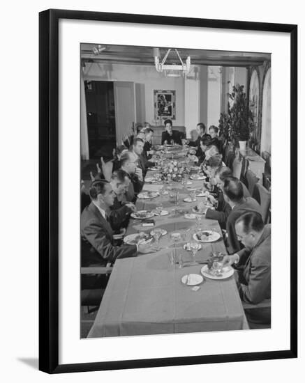 Dorothy Shaver, President of Lord and Taylor Department Stores, Having Lunch with Her Executives-null-Framed Photographic Print