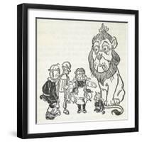 Dorothy, Toto, the Scarecrow, Tinman (Tin Woodman) and the Cowardly Lion, From 'The Wizard Of Oz'-William Denslow-Framed Giclee Print