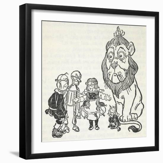 Dorothy, Toto, the Scarecrow, Tinman (Tin Woodman) and the Cowardly Lion, From 'The Wizard Of Oz'-William Denslow-Framed Giclee Print