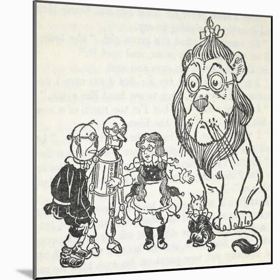 Dorothy, Toto, the Scarecrow, Tinman (Tin Woodman) and the Cowardly Lion, From 'The Wizard Of Oz'-William Denslow-Mounted Giclee Print