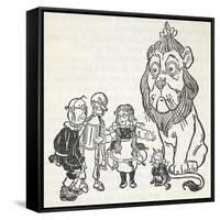 Dorothy, Toto, the Scarecrow, Tinman (Tin Woodman) and the Cowardly Lion, From 'The Wizard Of Oz'-William Denslow-Framed Stretched Canvas