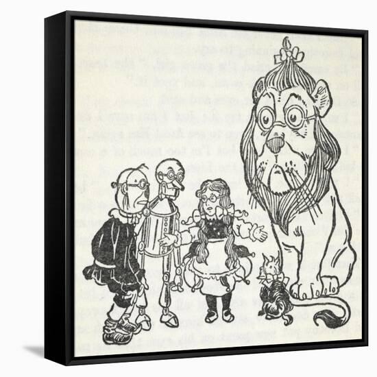 Dorothy, Toto, the Scarecrow, Tinman (Tin Woodman) and the Cowardly Lion, From 'The Wizard Of Oz'-William Denslow-Framed Stretched Canvas