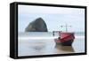 Dory Boat in Pacific City, Oregon-Justin Bailie-Framed Stretched Canvas