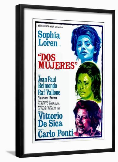 Dos Mujeres, (AKA Two Women, Aka La Ciociara), Sophia Loren on Argentinian Poster Art, 1960-null-Framed Art Print