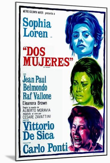 Dos Mujeres, (AKA Two Women, Aka La Ciociara), Sophia Loren on Argentinian Poster Art, 1960-null-Mounted Art Print