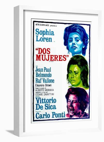 Dos Mujeres, (AKA Two Women, Aka La Ciociara), Sophia Loren on Argentinian Poster Art, 1960-null-Framed Art Print