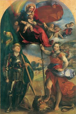 Madonna in Glory with Child, Angels & Sts George and Michael Archangel