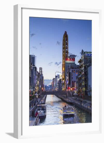 Dotombori at Dusk, Osaka, Kansai, Japan-Ian Trower-Framed Photographic Print