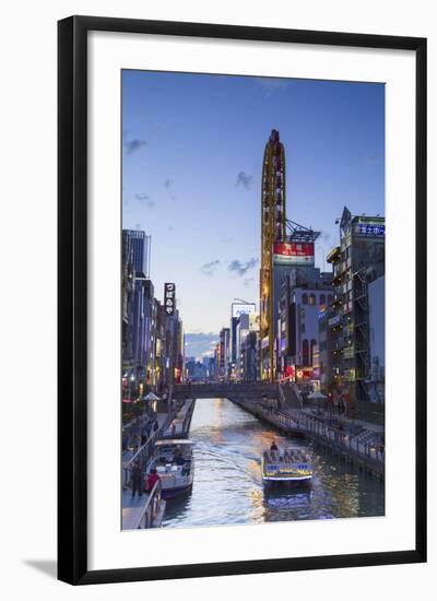 Dotombori at Dusk, Osaka, Kansai, Japan-Ian Trower-Framed Photographic Print