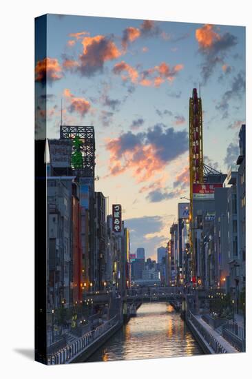 Dotombori at Sunset, Osaka, Kansai, Japan-Ian Trower-Stretched Canvas