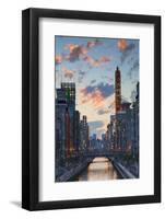 Dotombori at Sunset, Osaka, Kansai, Japan-Ian Trower-Framed Photographic Print