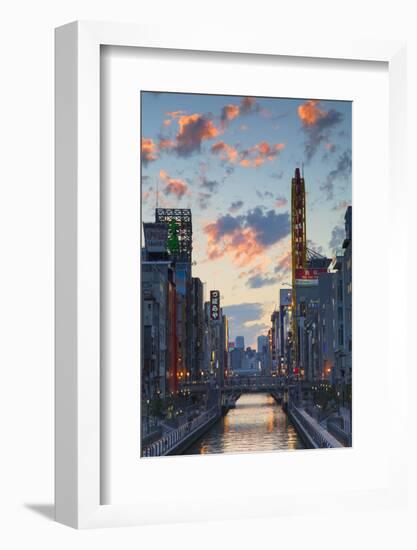 Dotombori at Sunset, Osaka, Kansai, Japan-Ian Trower-Framed Photographic Print