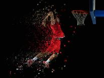 Basketball Game Sport Player in Action Isolated on Black Background-dotshock-Framed Photographic Print