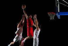Basketball Game Sport Player in Action Isolated on Black Background-dotshock-Photographic Print