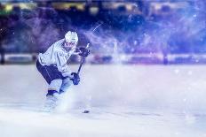 Ice Hockey Player in Action Kicking with Stick-dotshock-Mounted Photographic Print